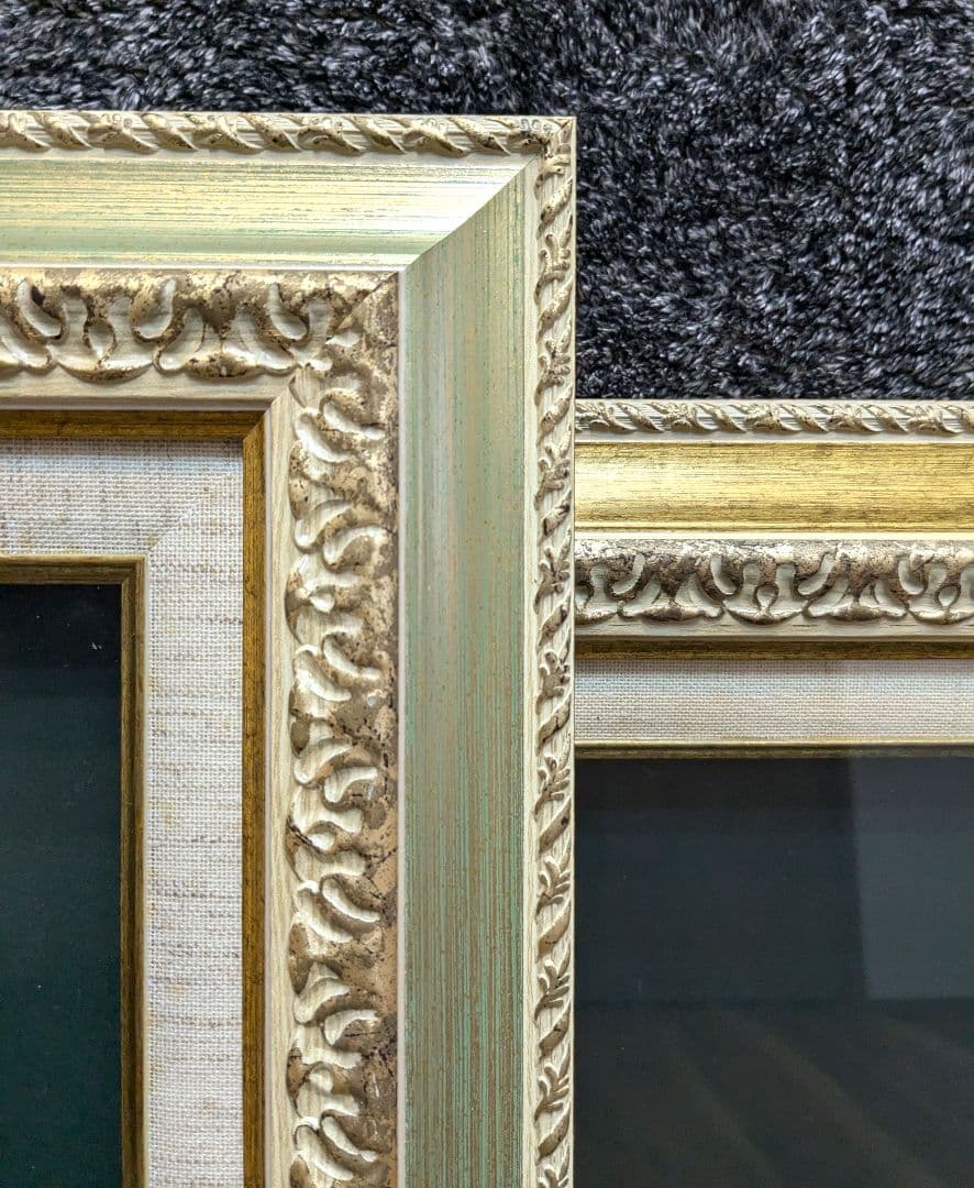 ライナー付き　アンティーク調　額縁　油絵　Ｆ8 　2面セット　2枚