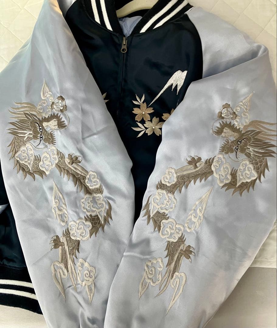 刺繍 ベロアスカジャン 龍 ドラゴン 横須賀