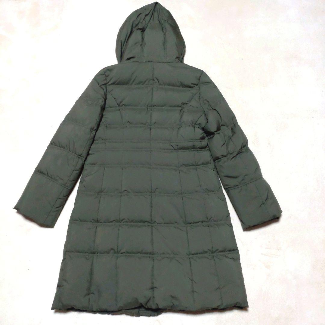 【Leilian】レリアン　ロングダウンコート　 防寒　9号　カーキ色　Aライン