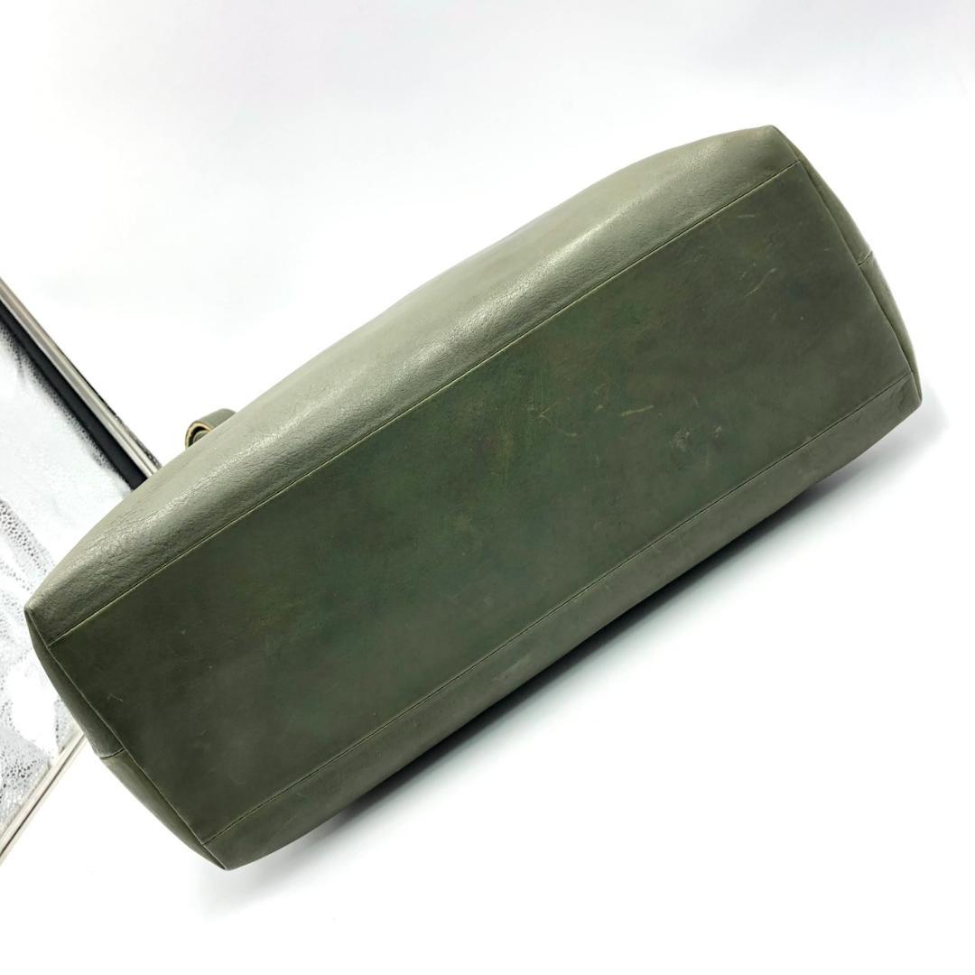 美品 ジャパンファクトリー トートバッグ 肩掛け A4 大容量 レザー カーキ