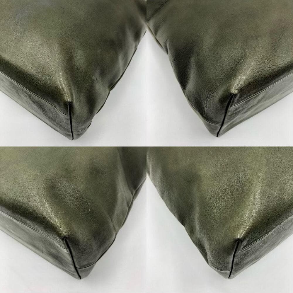 美品 ジャパンファクトリー トートバッグ 肩掛け A4 大容量 レザー カーキ