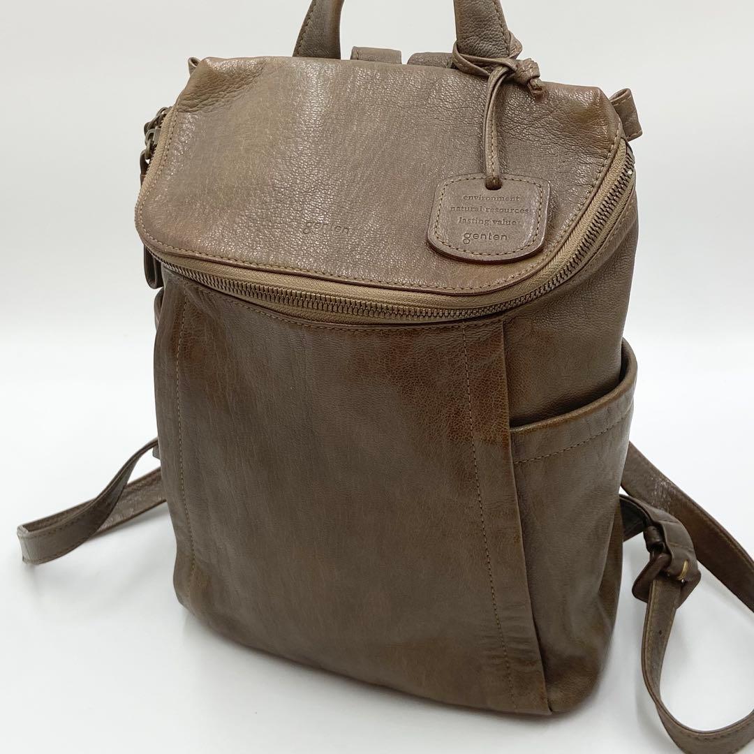 genten ゲンテン　リュック　ゴートベーシック　レザー　カーキ