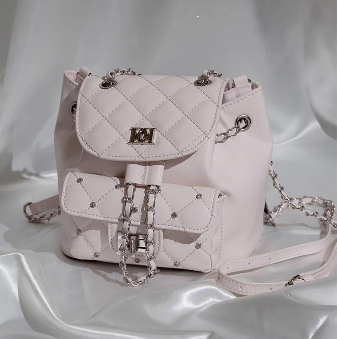 キルティングビジューミニリュックピンク