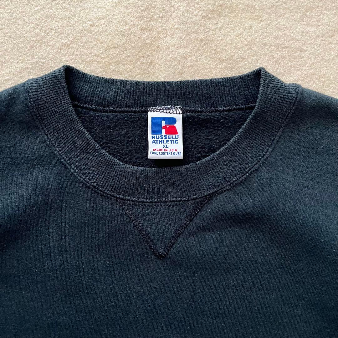 USA製 90s ラッセルアスレチック スウェット黒 XL V字 ブラック