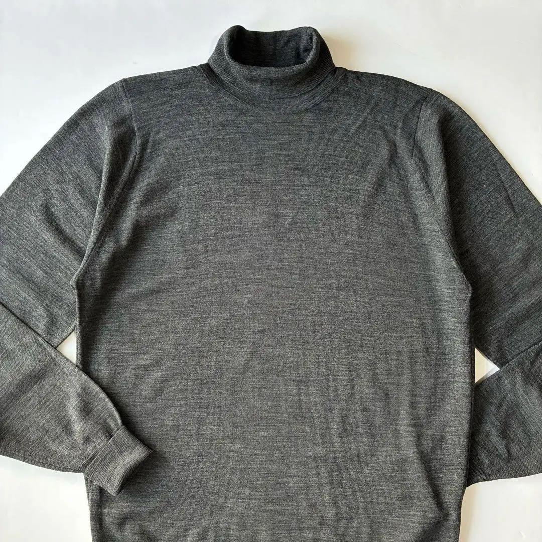 美品 英国製 JOHN SMEDLEY 30G タートルネック ニット セーター