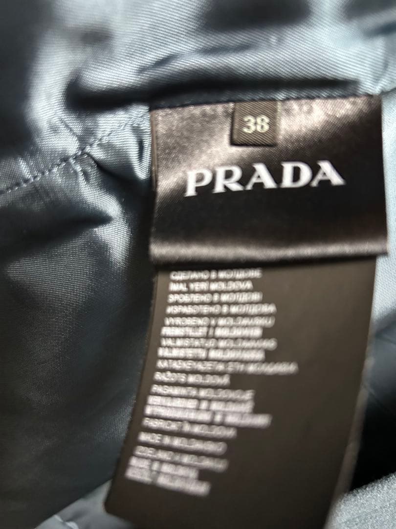 PRADA プラダ　ブルーコート　リアルファー付き　サイズ38