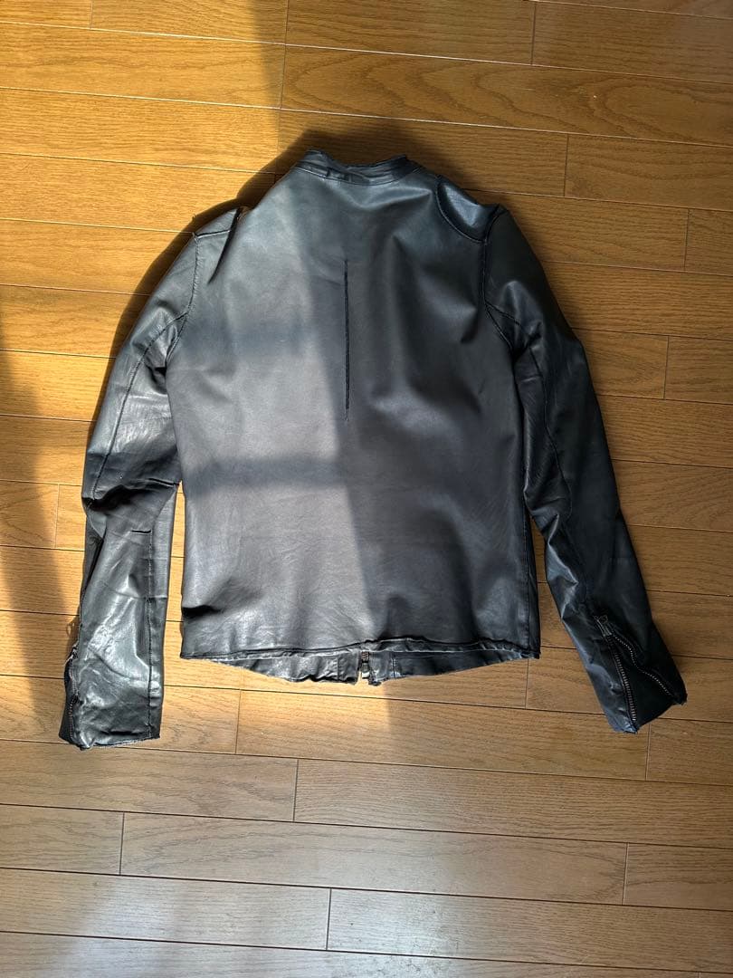 sisii ブラックレザーライダースジャケット　ポチサバ