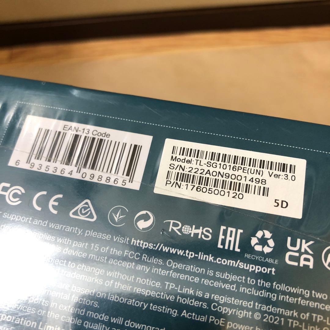 未使用品　TP-Link 16ポート PoEハブ TL-SG1016PE