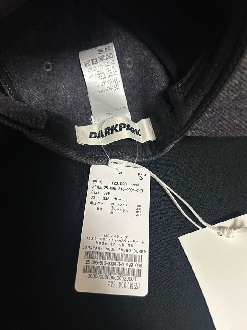 【DARKPARK】EMBROIDERED WOOL BASEBALL CAP