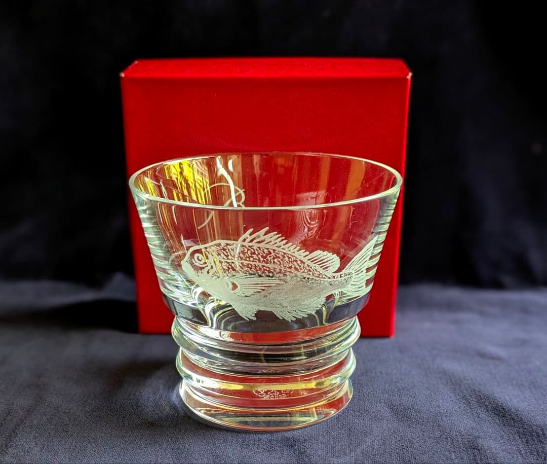 Baccarat 鯛の彫刻 ロックグラス 専用箱付き