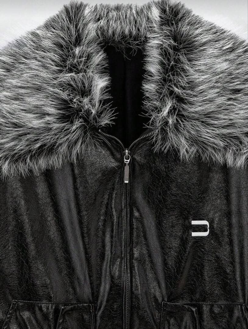 00s レザーファージャケット　グランジ　Y2K パンク