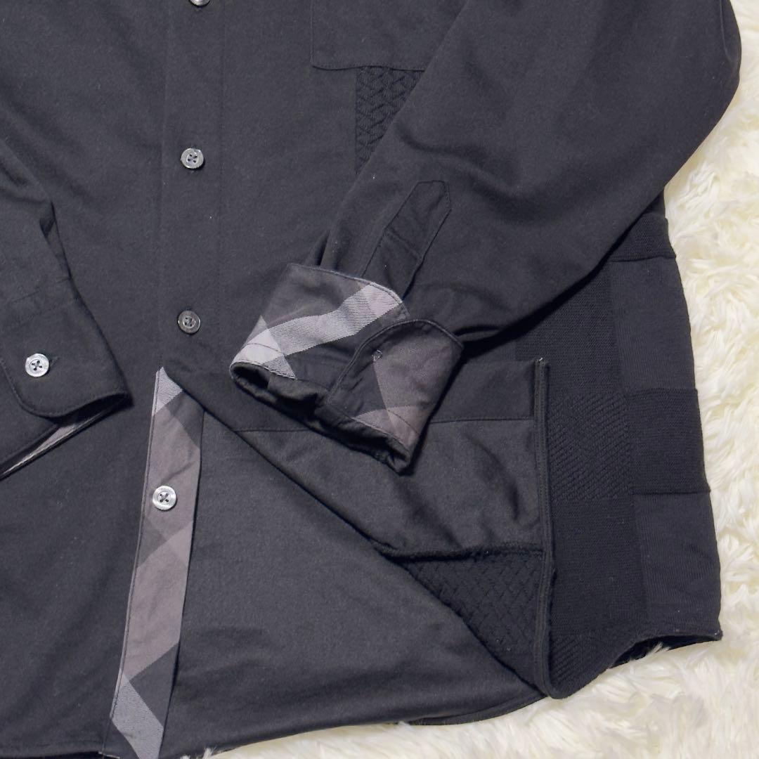 【美品】ブラックレーベルクレストブリッジ シャドーチェックニットドッキングシャツ