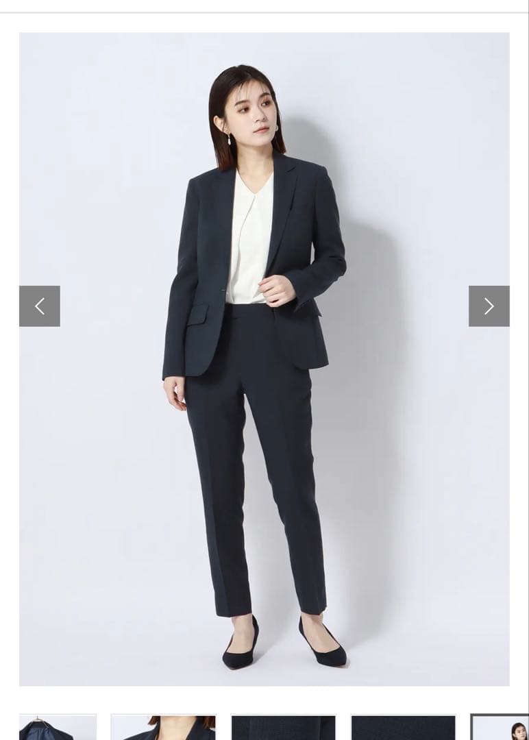 スーツスクエア パンツスーツ上下セット ネイビー 9号 38 Mサイズ