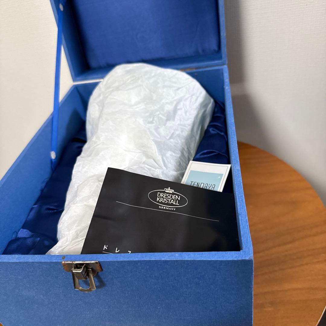 ドレスデンクリスタル グリーン ガラス 花瓶 フレア型