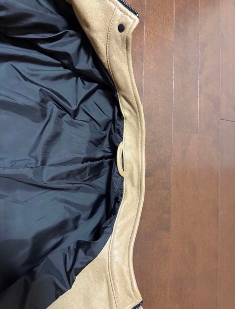 レザーシングルライダースジャケット ベージュ