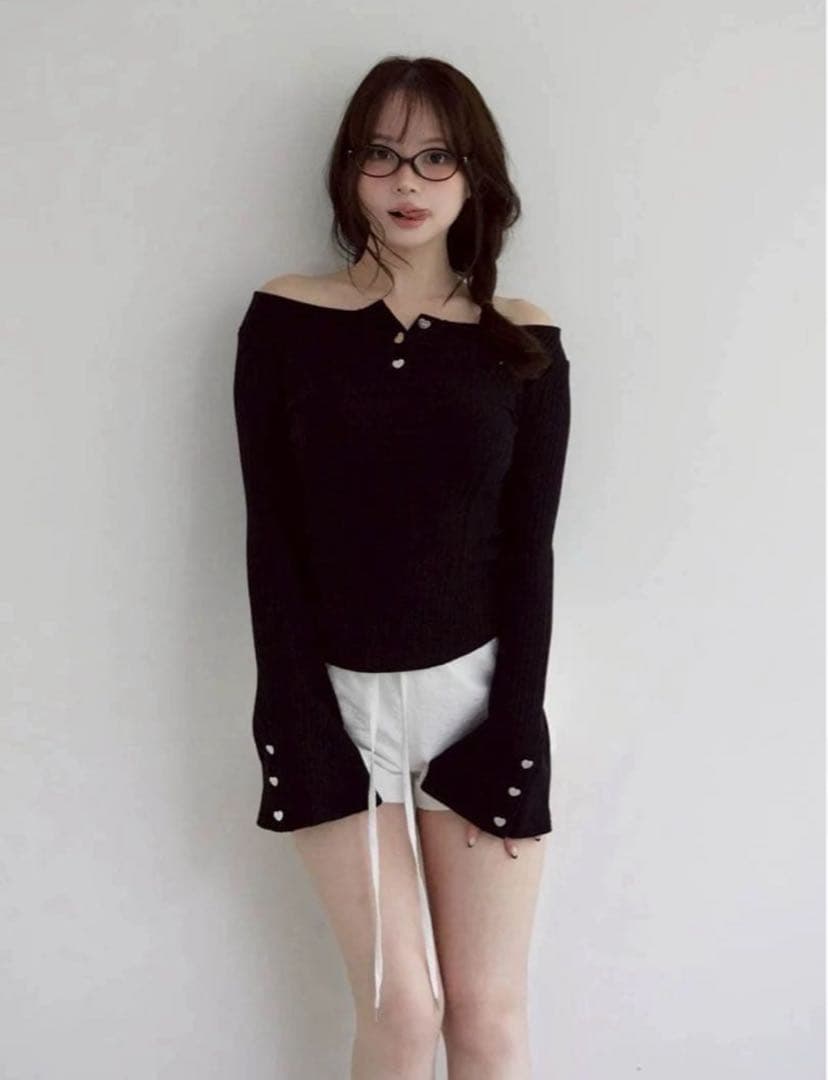 【新品】andmary Dorothy heart tops black