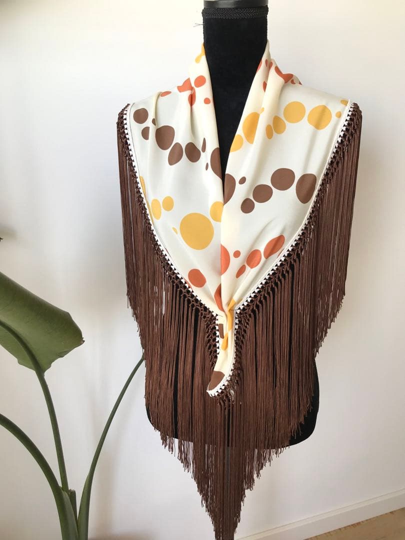 フラメンコ マントンシージョ オフホワイトランダム水玉xチョコレートフレコ