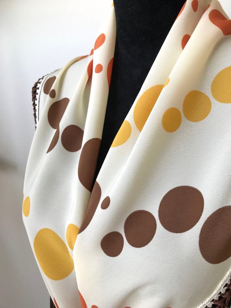 フラメンコ マントンシージョ オフホワイトランダム水玉xチョコレートフレコ