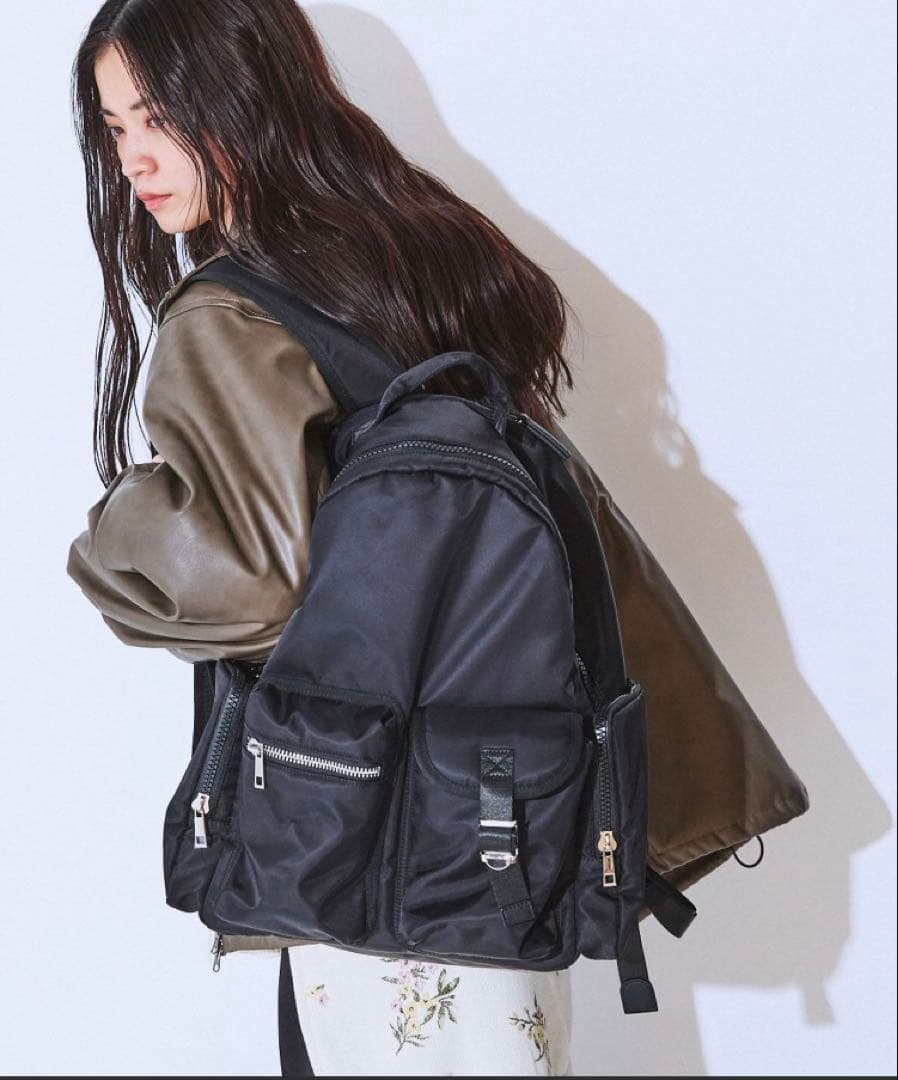 ジーナシス　JEANASIS／ナイロンポケットバックパック ブラック