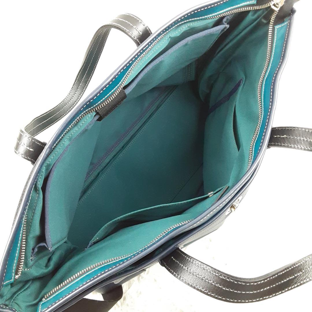 美品◎豊岡鞄 トートバッグ ビジネスバッグ ショルダーバッグ 緑 2way