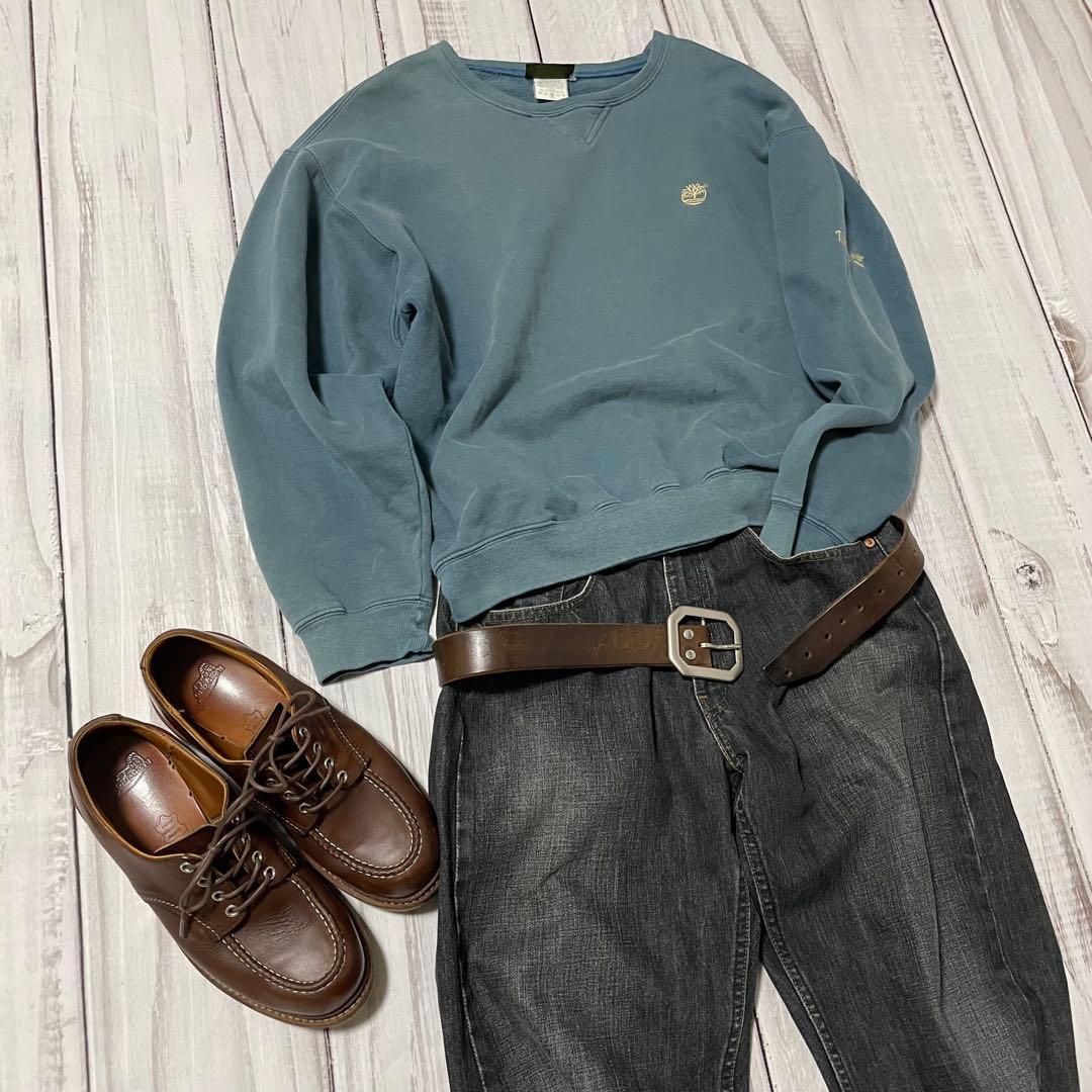 90sイタリア製Timberland鬼フェードヴィンテージボックス短丈トレーナー