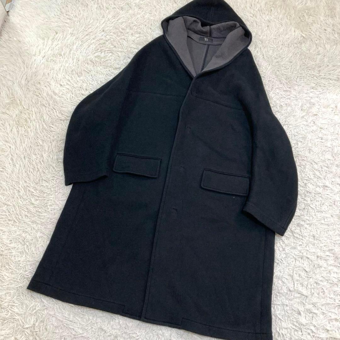 17044✨Y's ワイズ フード オーバーコート コットン 2 M メンズ 黒