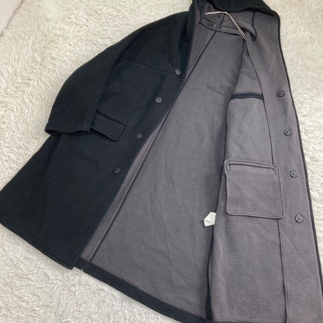 17044✨Y's ワイズ フード オーバーコート コットン 2 M メンズ 黒