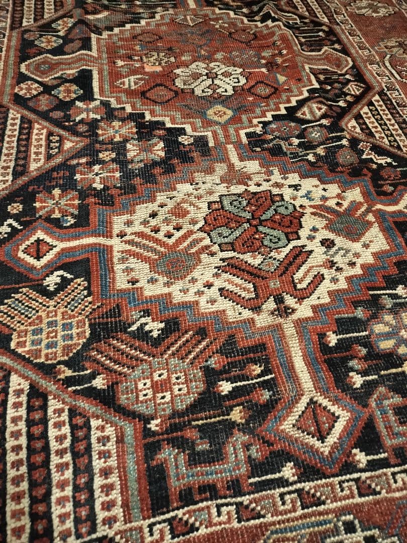 アンティークハムセ　カシュガイ　ラグ　トライバルラグ　絨毯