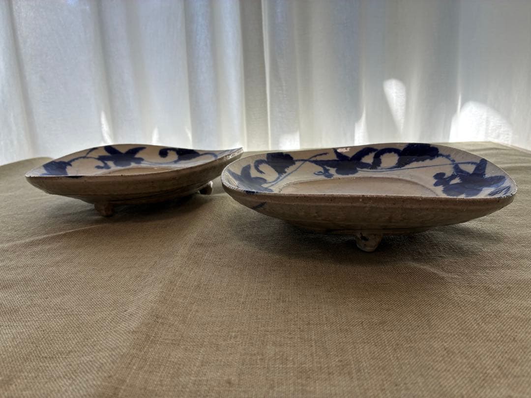 やちむん　大嶺工房（大嶺實清） 染付7寸足付　すみれ柄