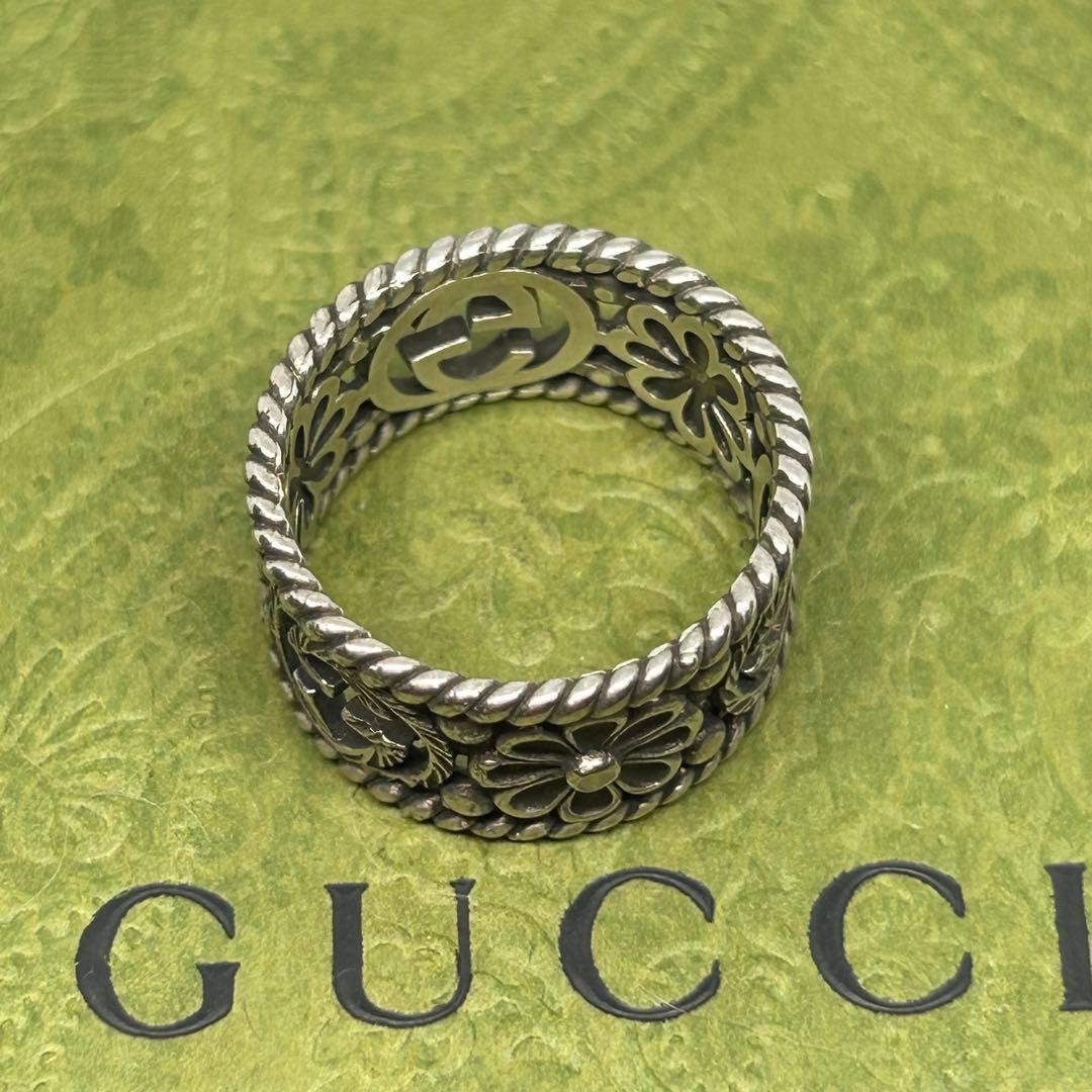 グッチ　GUCCI 指輪　リング　ハイブランド　19号　ワイド　フラワー