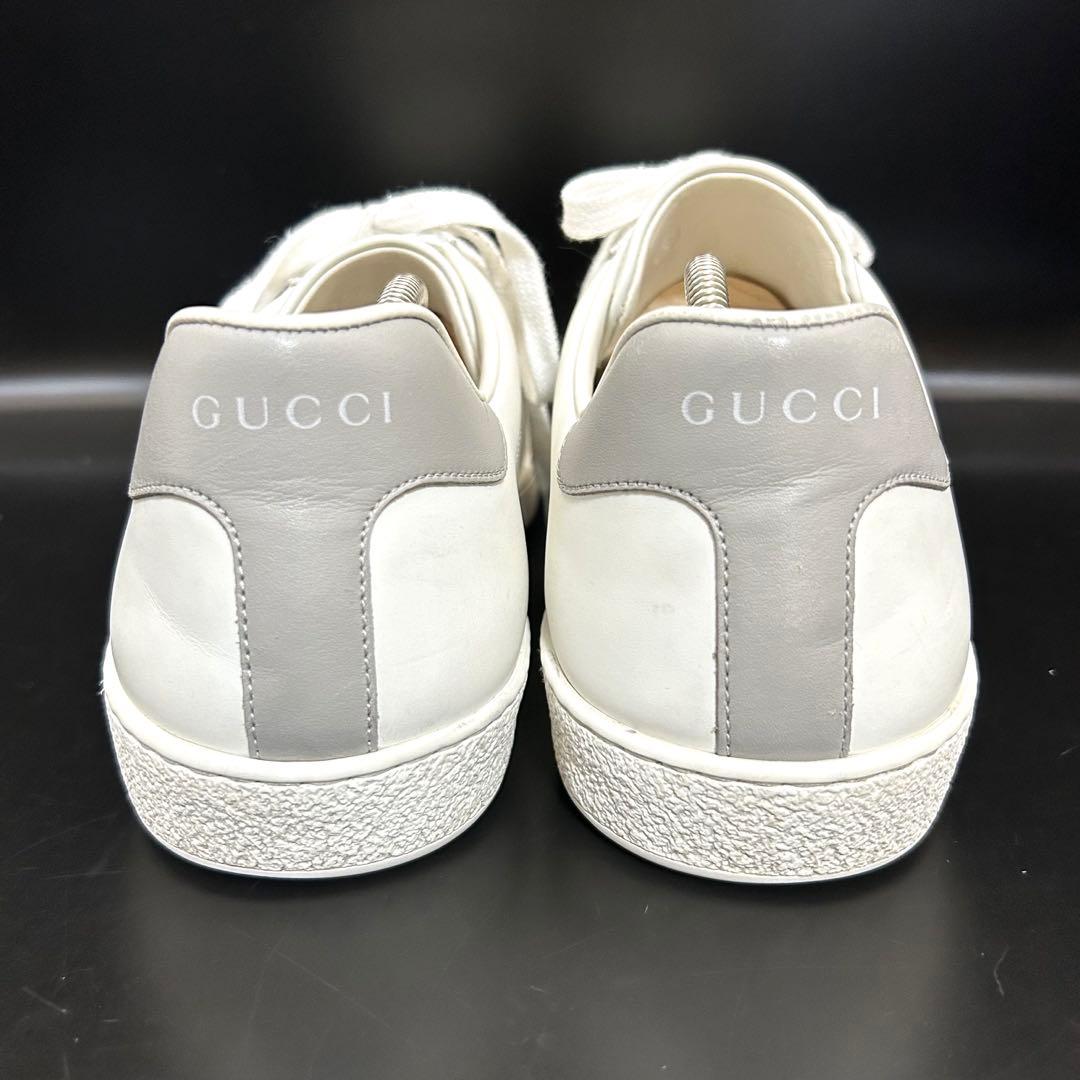 【美品】グッチ ローカットスニーカー インター パンチング メンズ レザー 白