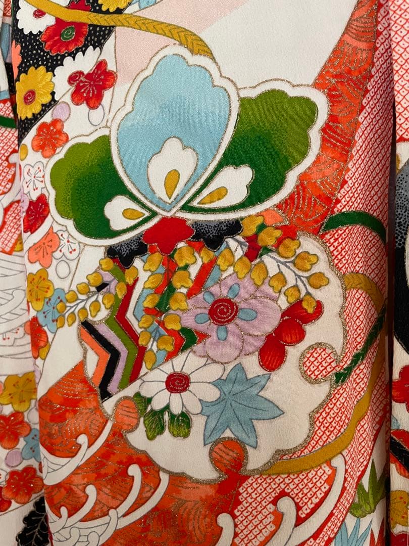 新品　未使用　希少　正絹　着物　七五三　お宮参り　しぼり　しつけ付き　女子　和柄