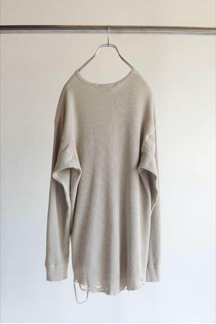 下着・アンダーウェア DAMAGE WAFFLE CREW LS T-SHIRT/GREIGE