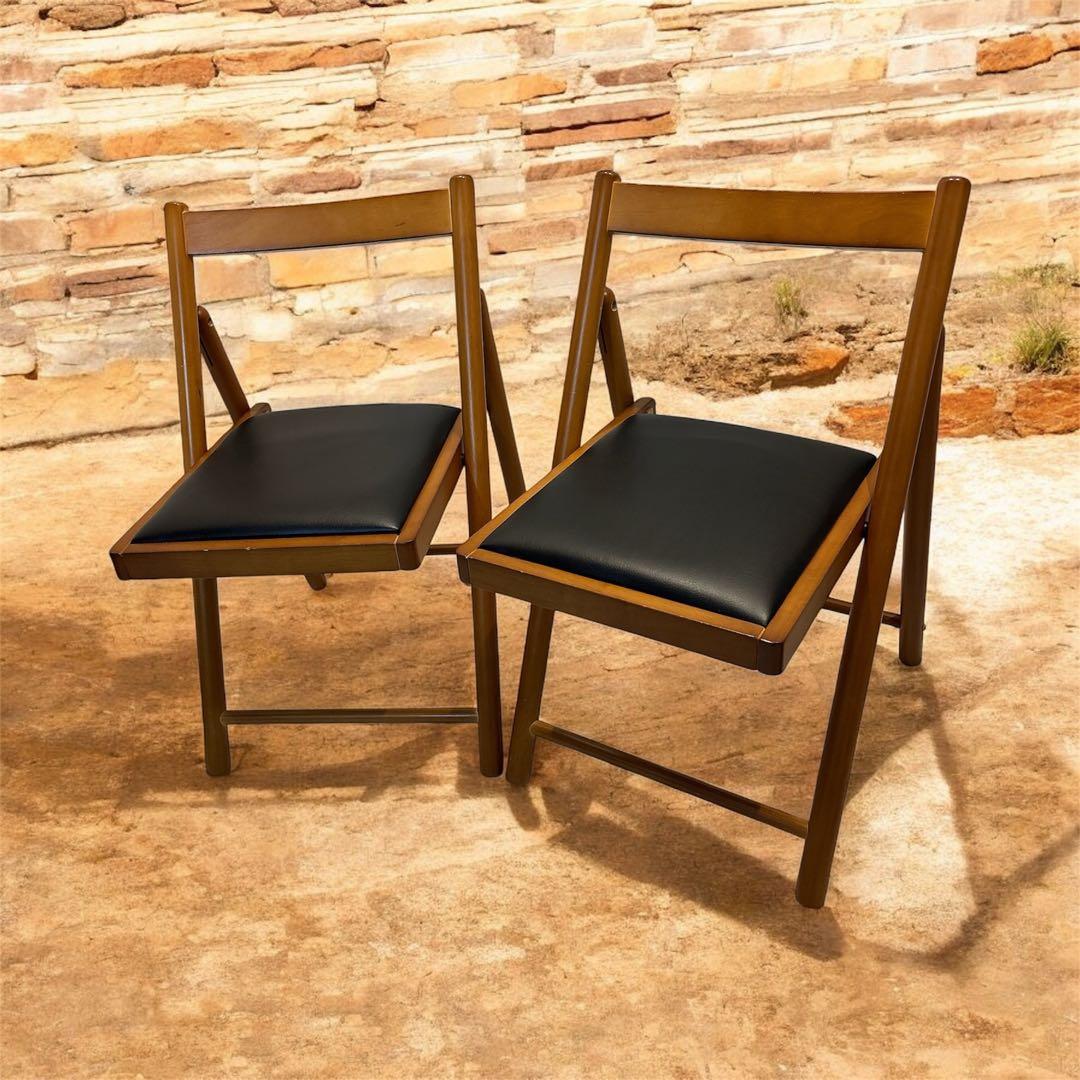 【2脚セット】折りたたみ椅子 不二貿易 合成皮革 フォールディングチェアー