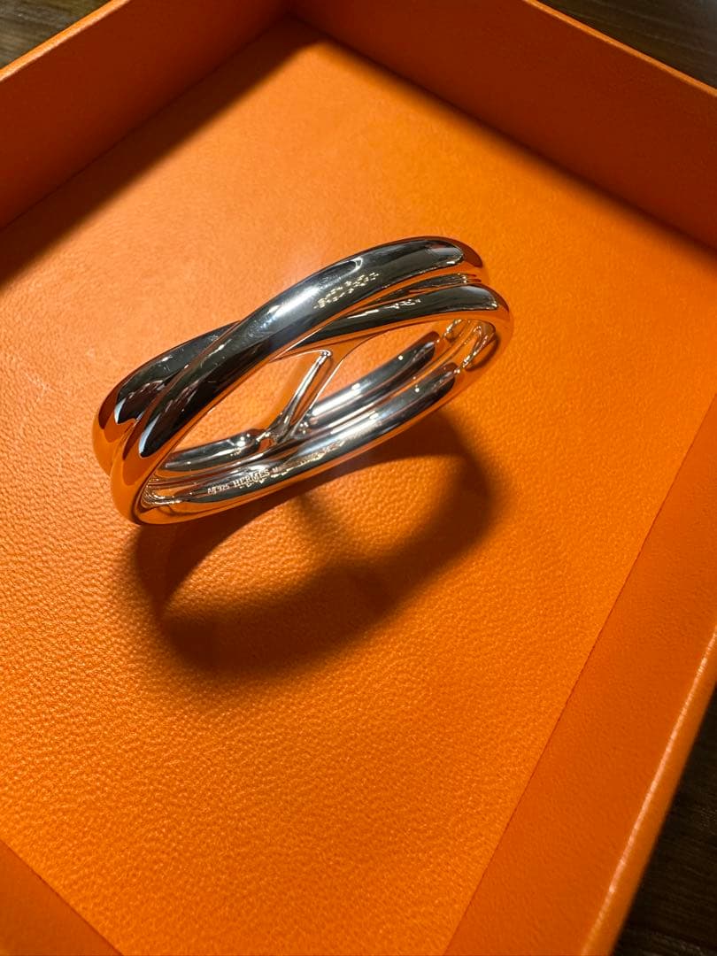 【Hermes】シェーヌダンクルパンク　ダブルリング　シルバー　エルメス　美品