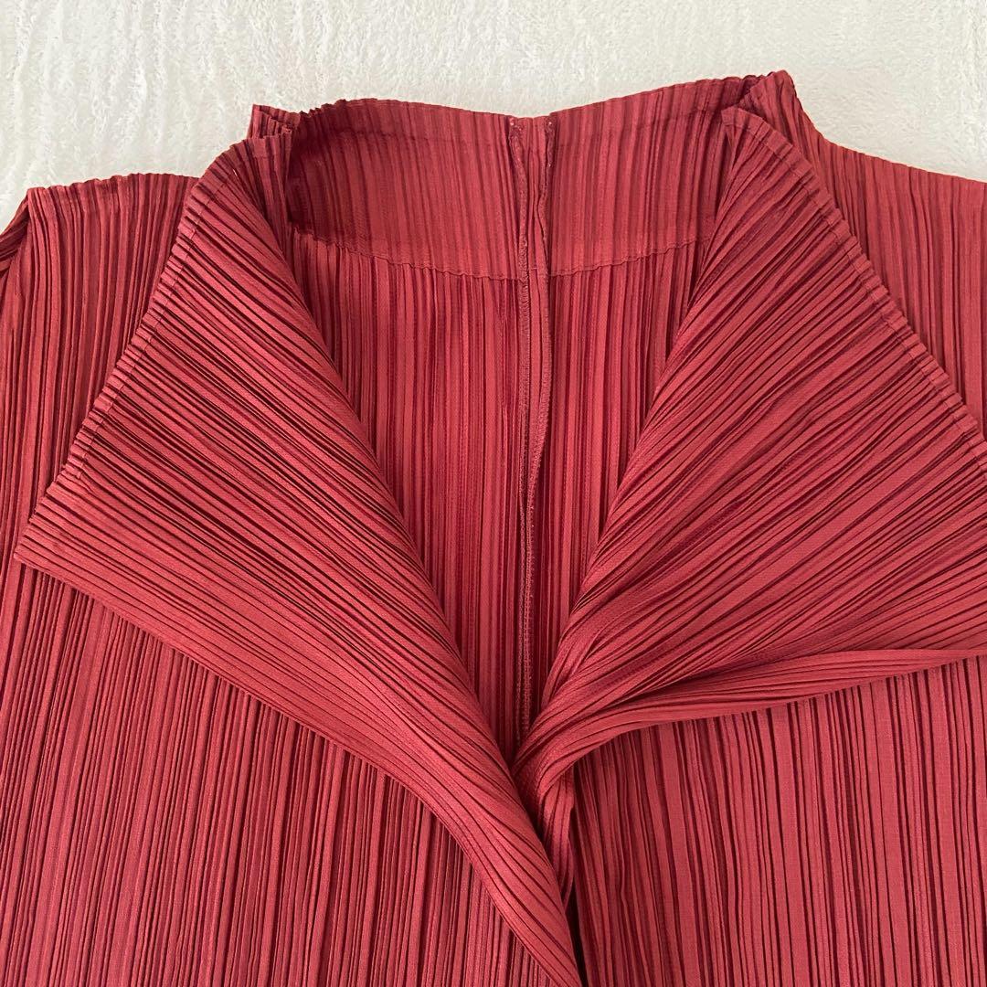 美品　プリーツプリーズ　羽織り　1ボタン　トップス　カーディガン　ブラウス　4