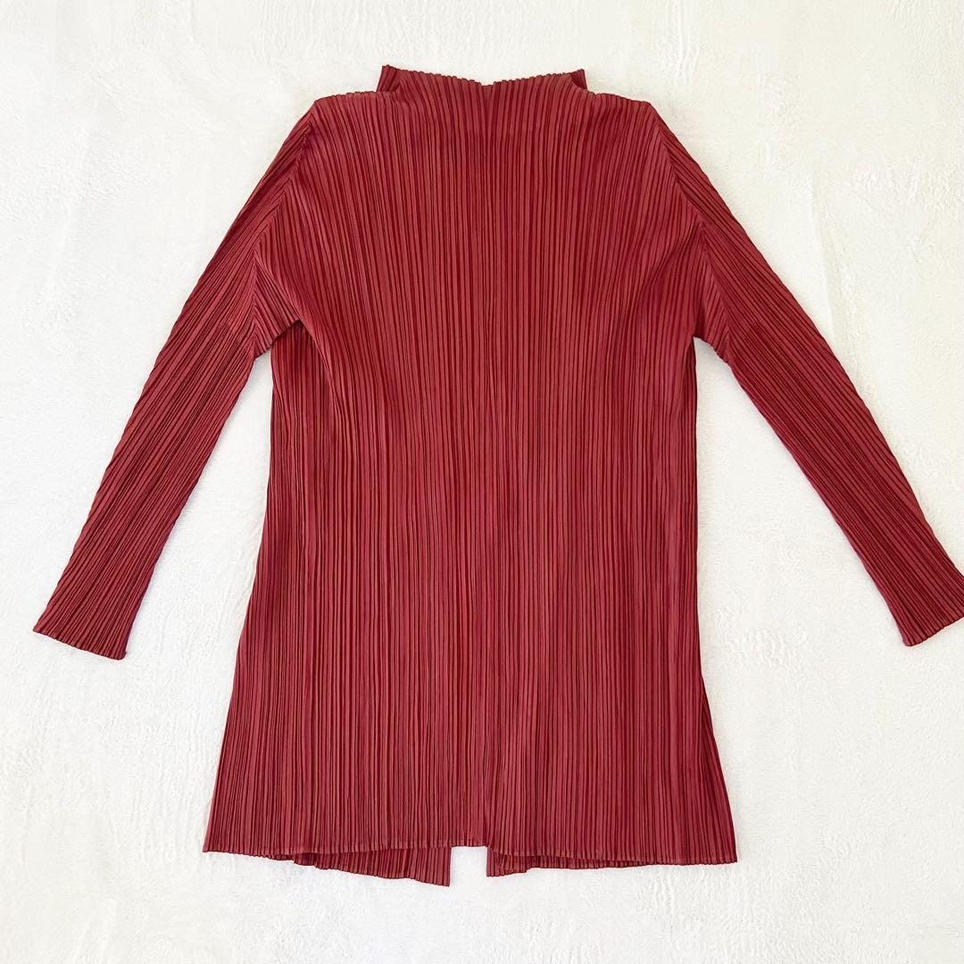 美品　プリーツプリーズ　羽織り　1ボタン　トップス　カーディガン　ブラウス　4