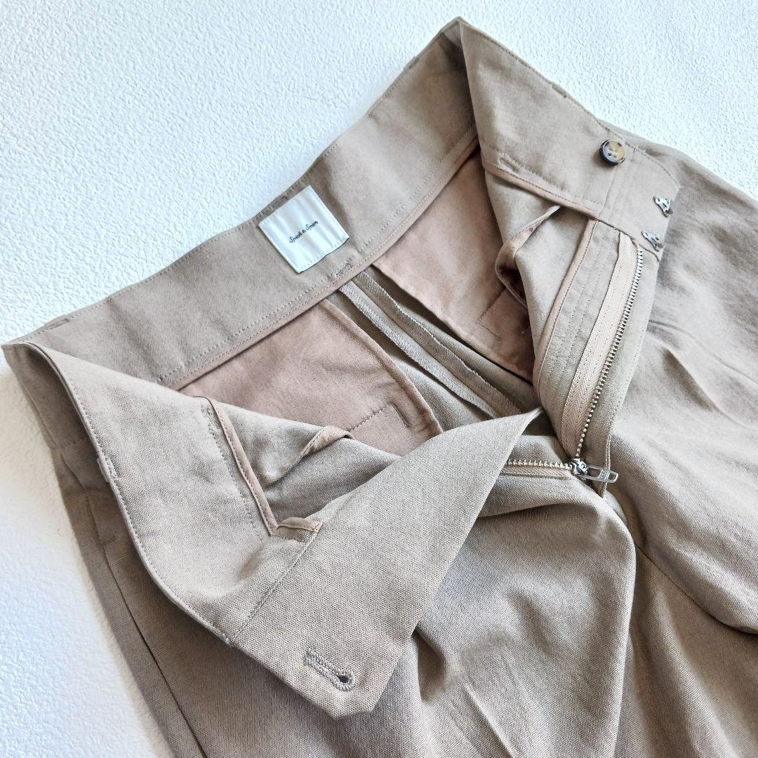 po様スピックアンドスパン　リネンライクノーカラージャケット＋テーパードパンツ