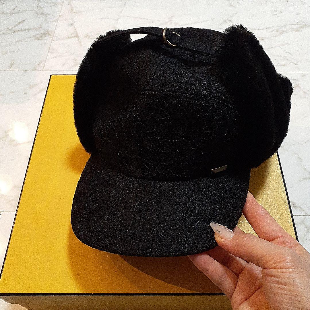 ca4laカシラ！モコモコ耳当て付きキャップ！新品黒