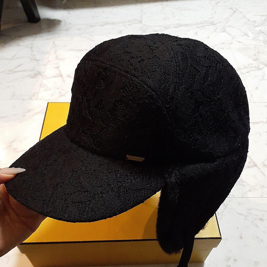 ca4laカシラ！モコモコ耳当て付きキャップ！新品黒