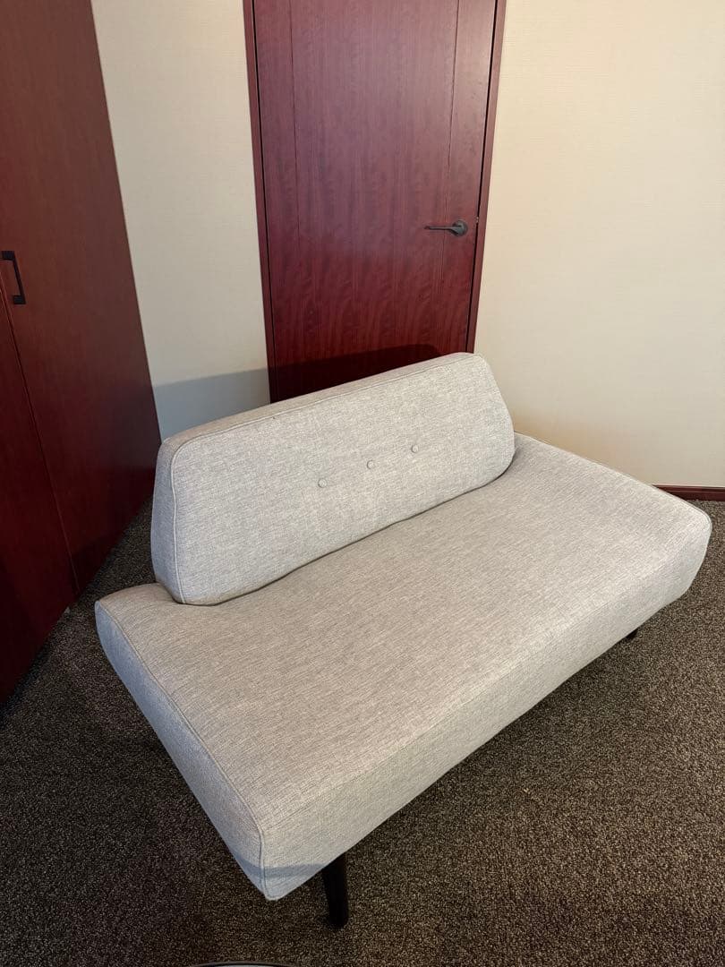 MODERN DECO ベンチソファ 2人掛け ファブリック グレー