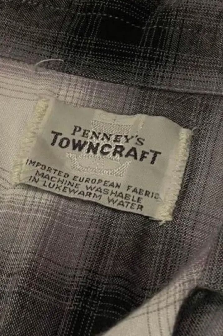 な*の様 タウンクラフト？　60s オンブレ レーヨン　シャツ　白黒