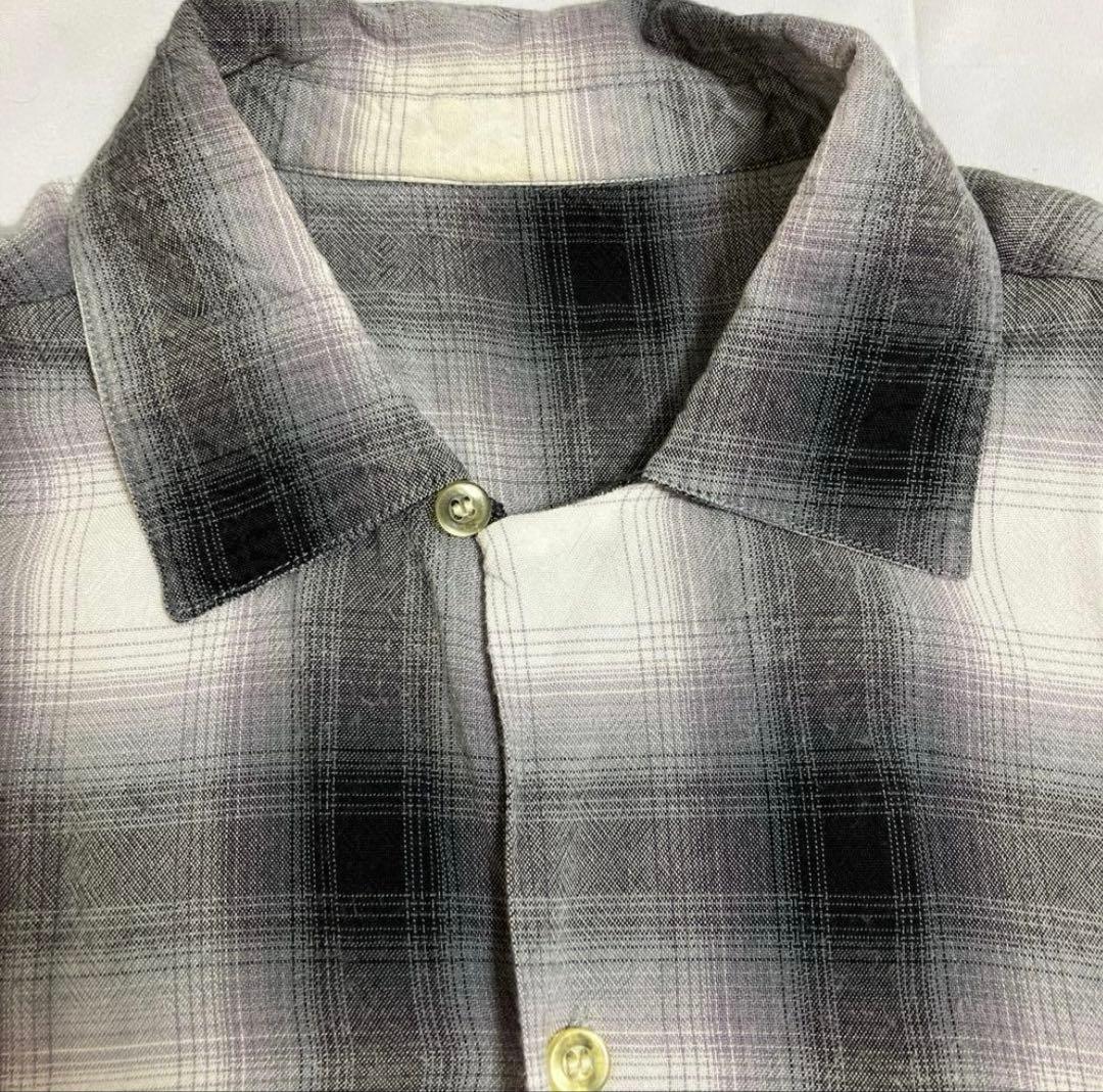 な*の様 タウンクラフト？　60s オンブレ レーヨン　シャツ　白黒