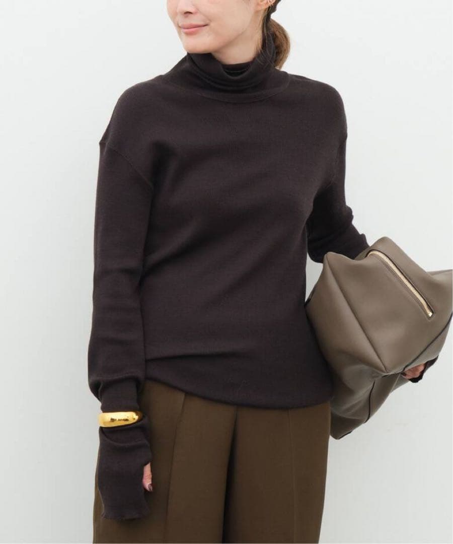 ドゥーズィエムクラス リブタートルネック ブラウン