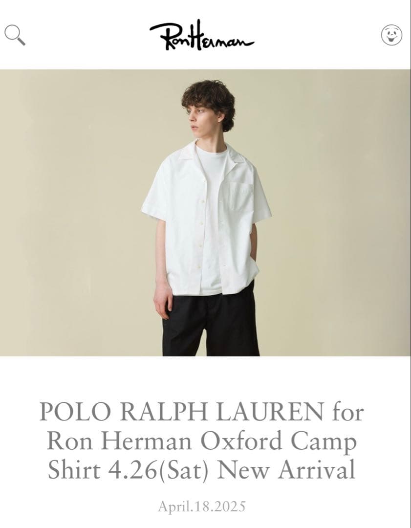 25年モデル✨ラルフローレン x ロンハーマン キャンプシャツ 裾ポニー M 白