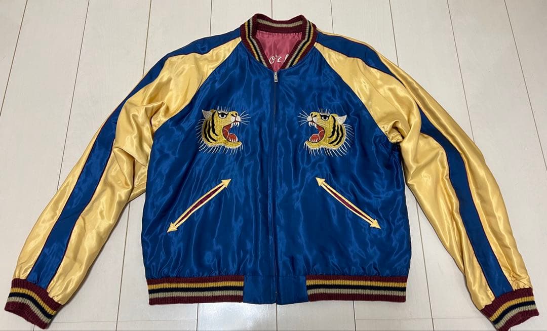 XL テーラー東洋 スカジャン 虎・富士山×自由の女神 スーベニア リバーシブル