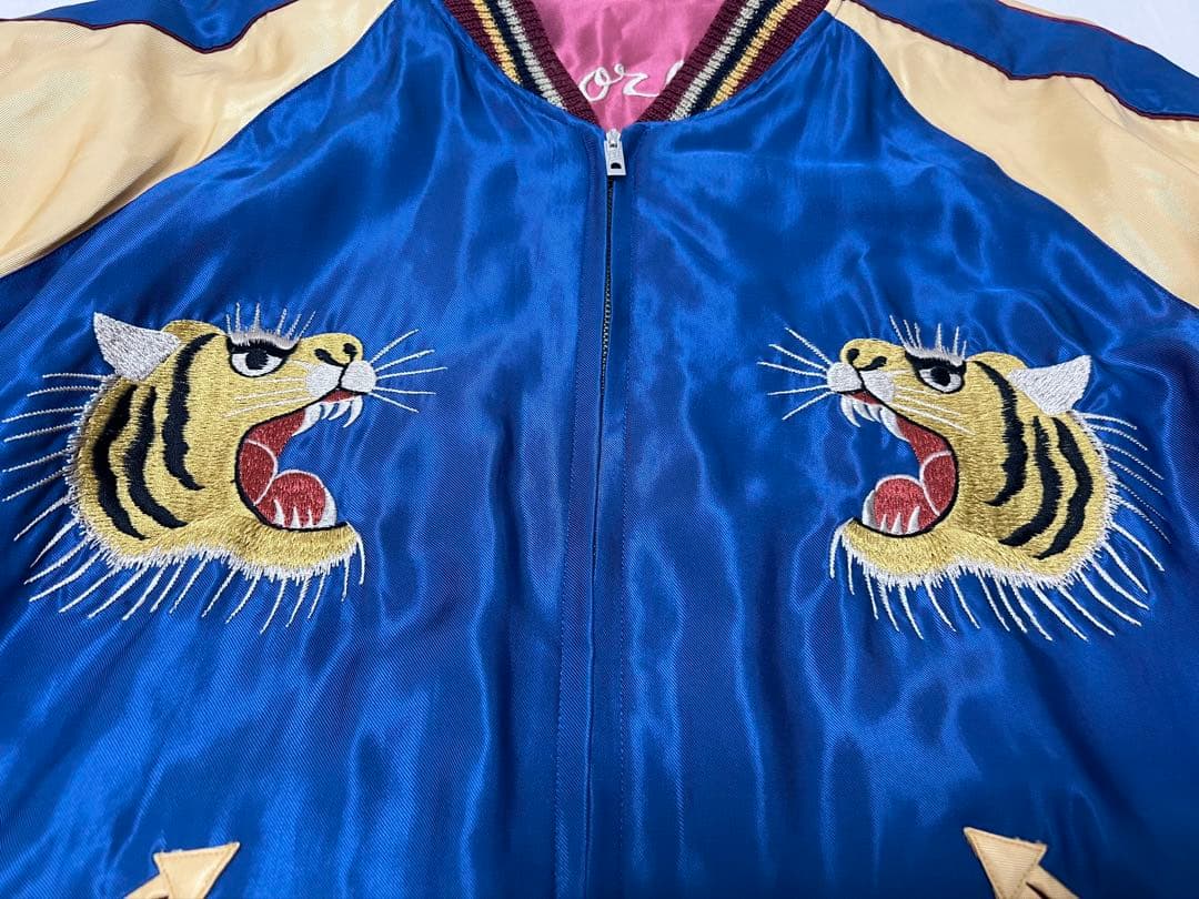 XL テーラー東洋 スカジャン 虎・富士山×自由の女神 スーベニア リバーシブル