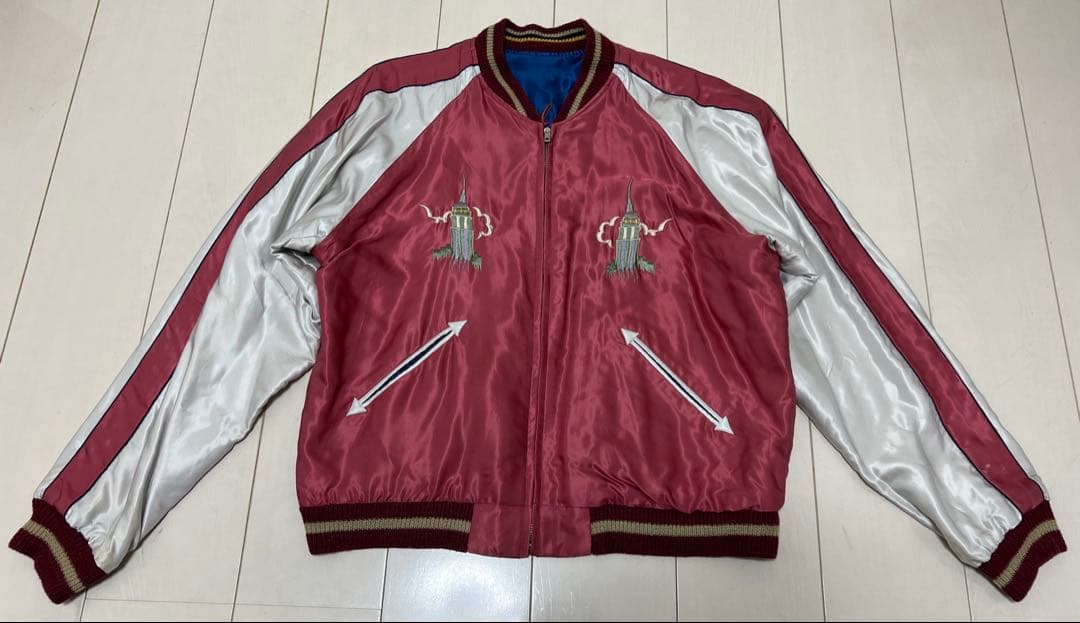 XL テーラー東洋 スカジャン 虎・富士山×自由の女神 スーベニア リバーシブル