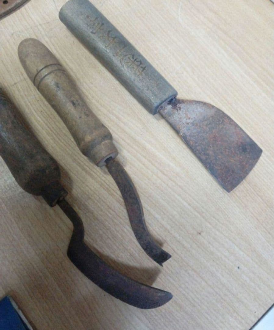 ビンテージ 手縫い靴職人の工具 レザークラフト 革細工 古道具 ハンドメイド