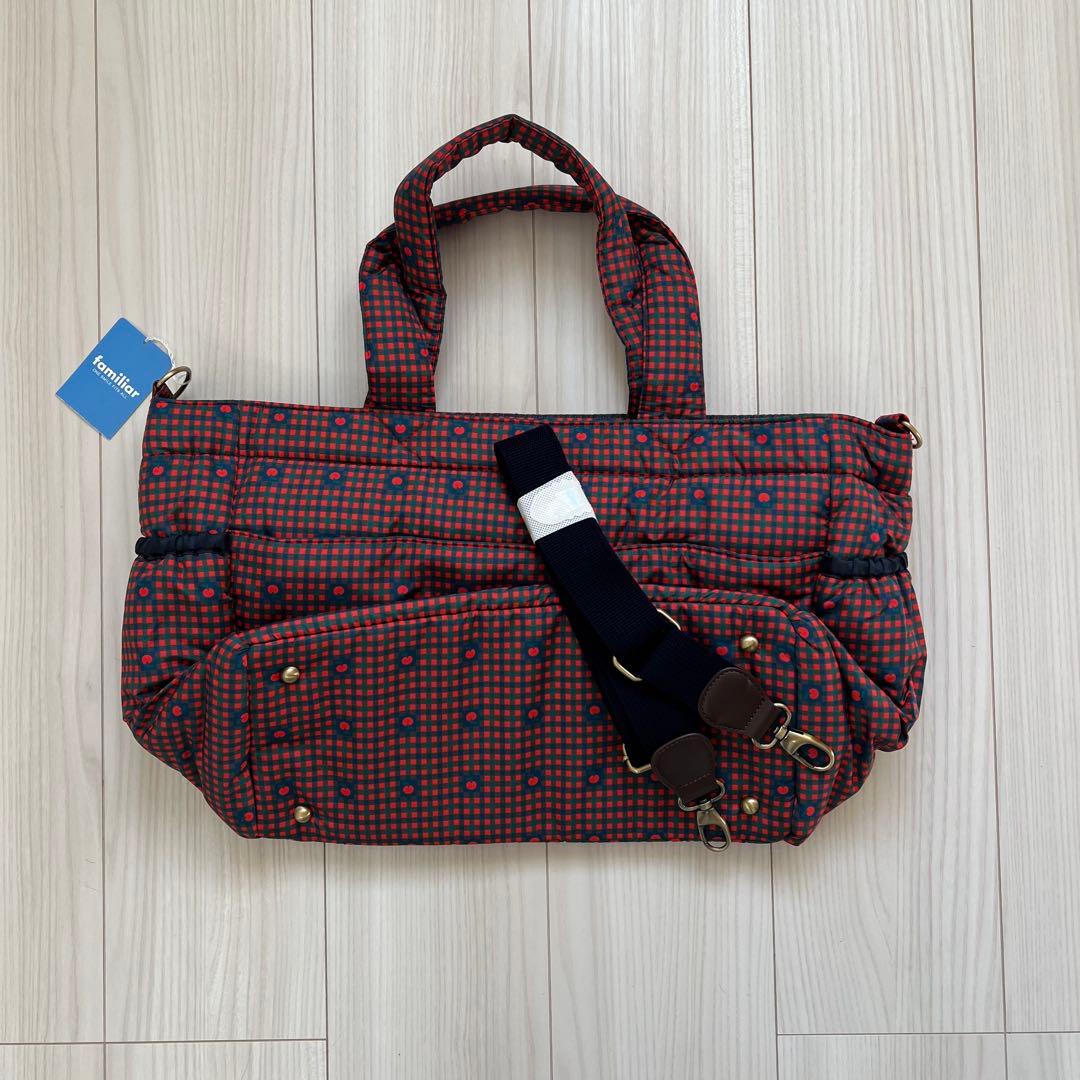 新品 familiar チェック柄 マザーズバッグ